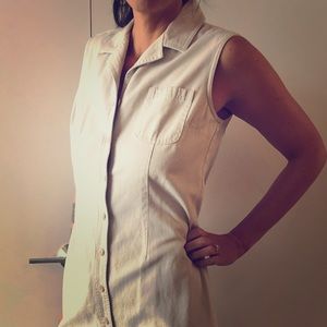 Vintage Sleeveless Midi Dress w/ Collar - Stone